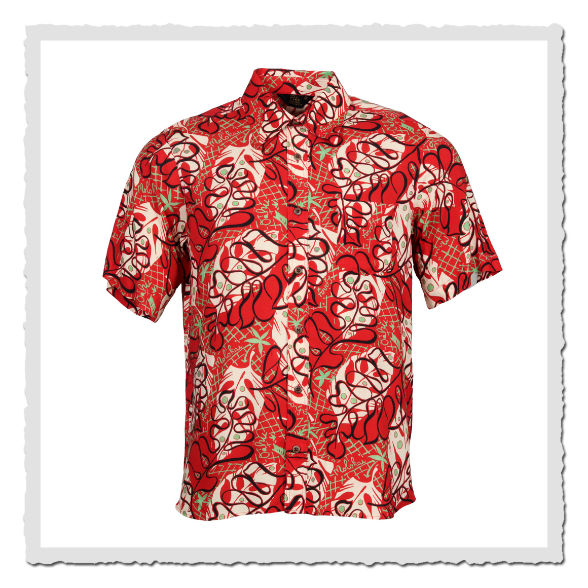 Pike Brothers 1948 Surf Shirt Kahoolawe Red – Retro-Hawaiihemd mit tropischem 40s-Design